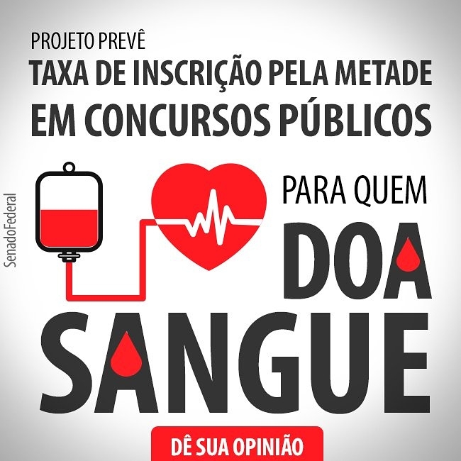Doação de sangue e desconto na inscrição de concursos