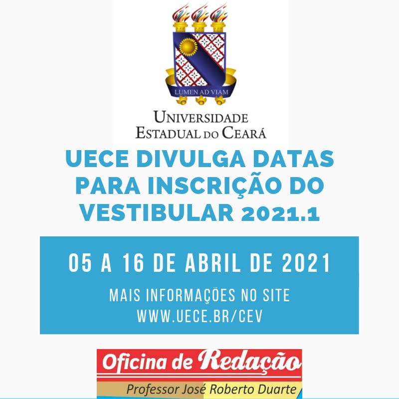 UECE divulga datas de inscrição do vestibular 2021.1